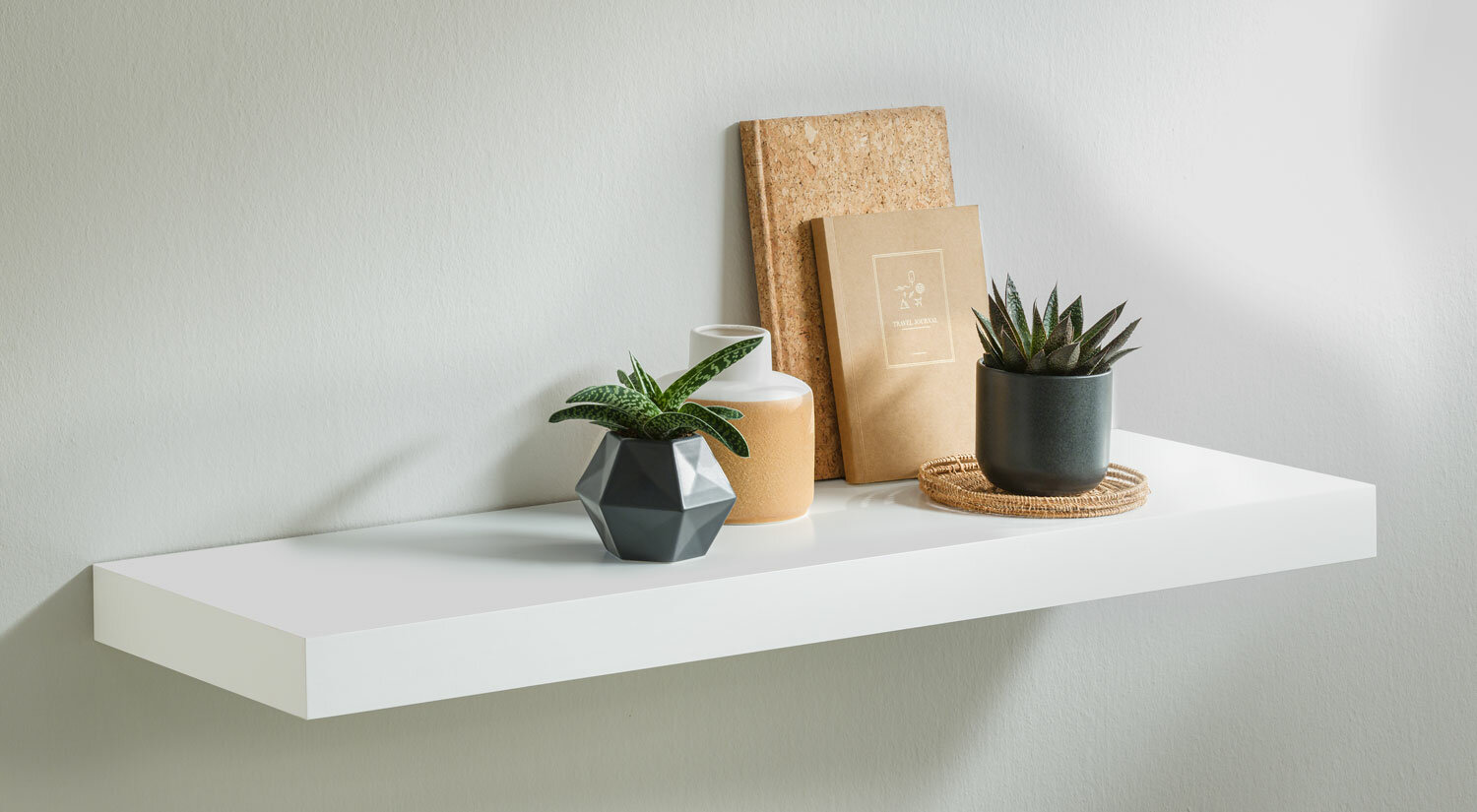 Étagère suspendue, invisible pour livres, photos, décoration blanc