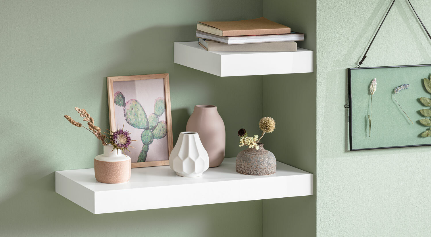 Étagère suspendue, invisible pour livres, photos, décoration blanc