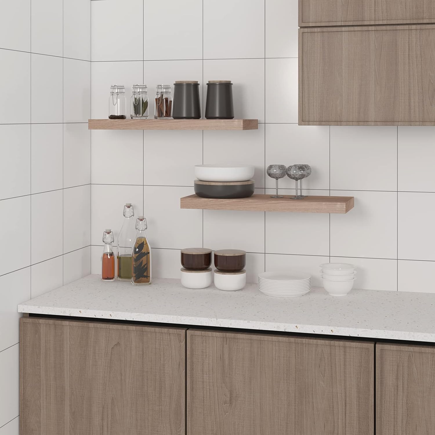 etagère suspendue invisible pour livres & photos décoration chene blanchis