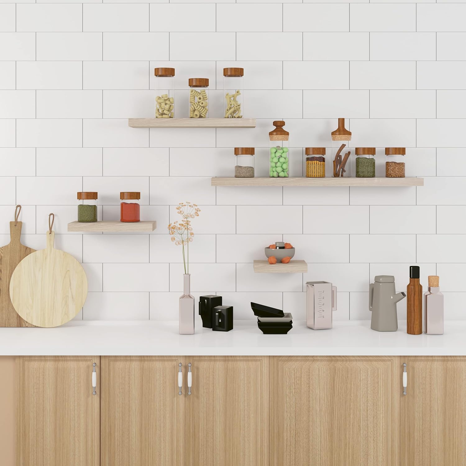 etagère suspendue invisible pour livres & photos décoration chene blanchis