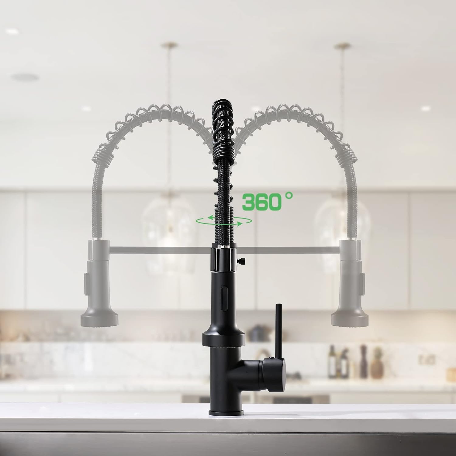 robinet de cuisine avec pulvérisateur extractible, 360°