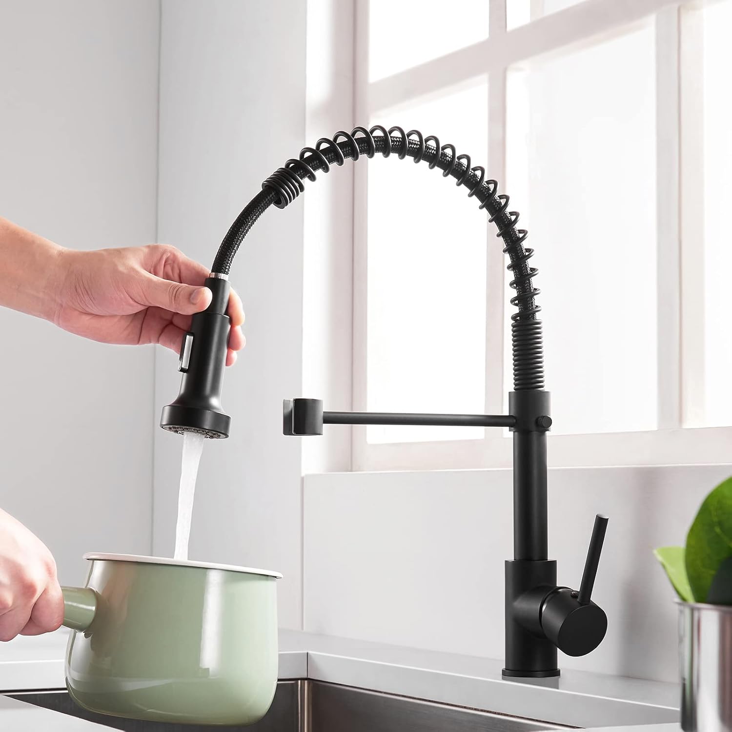 robinet de cuisine avec pulvérisateur extractible, 360°