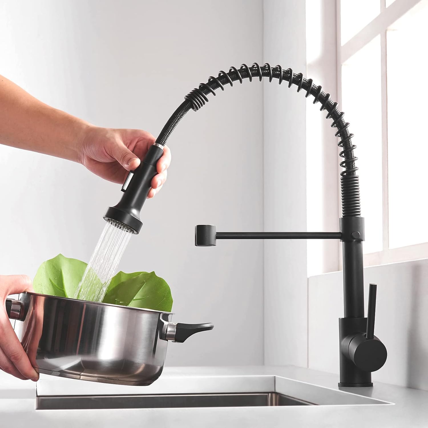 robinet de cuisine avec pulvérisateur extractible, 360°